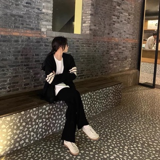 Áo cardigan basic kẻ sọc trắng tay