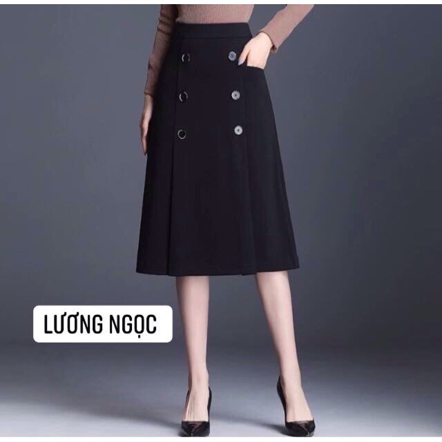 Chân váy chữ A phối cúc thời trang