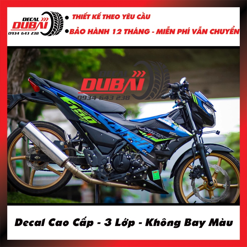 Tem Trùm Dán Xe Satria Raider Xanh Đen Thể Thao