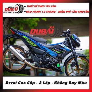 Tem Trùm Dán Xe Satria Raider Xanh Đen Thể Thao