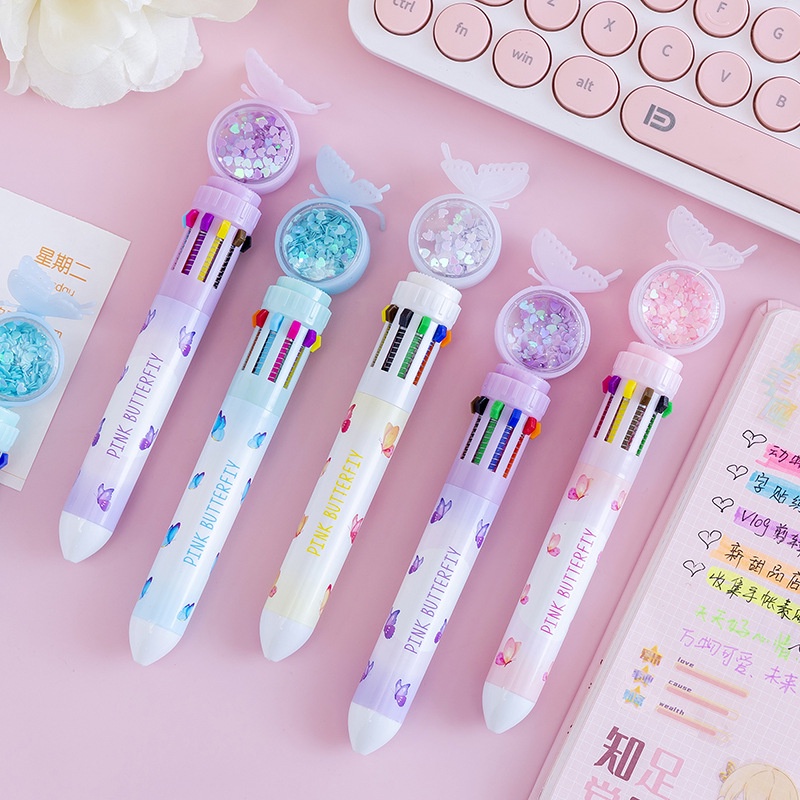 Bộ Bút Bi 10 Màu Hình Nàng Tiên Cá