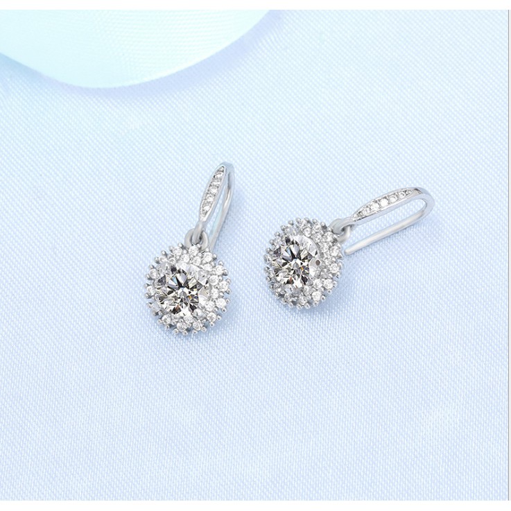 Thời trang mặt trời hoa tai móc S925 bạc cao carbon kim cương bông tai cho phụ nữ