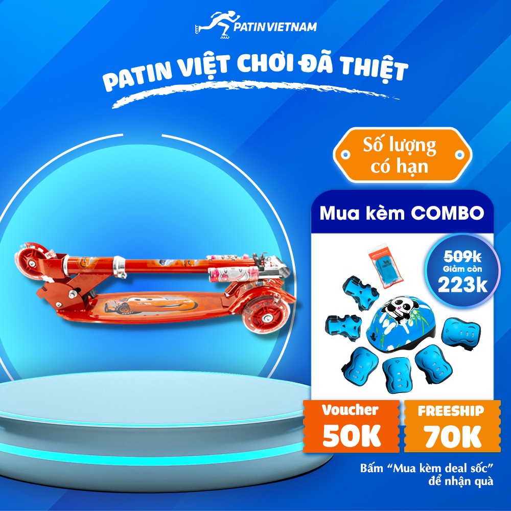 Xe Trượt Scooter Trẻ Em Siêu Rẻ CENTOSY Cougar 380 - Bánh Phát Sáng, In Hình Bắt Mắt Cho Bé