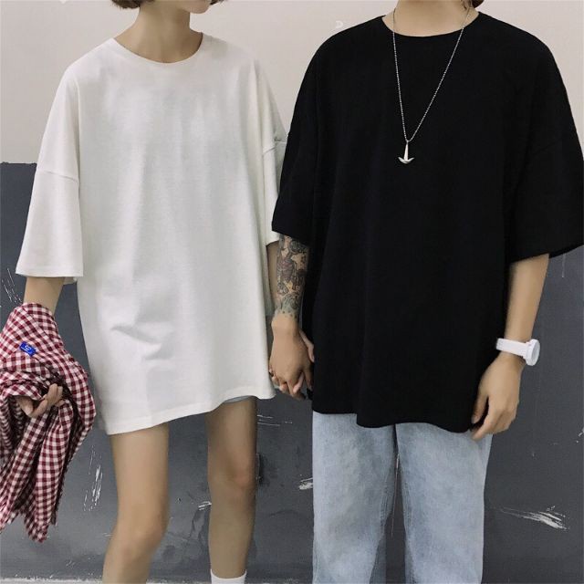 Cotton 100% áo thun nam TRƠN fom rộng cao cấp, áo phông nam Đen đủ size SHOPAOTHUN