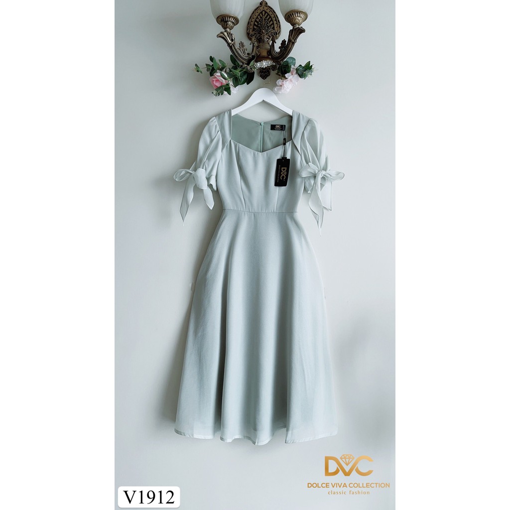 Váy xòe xanh mint V1912 - Đẹp Shop DVC (Kèm ảnh thật trải sàn do shop tự chụp)