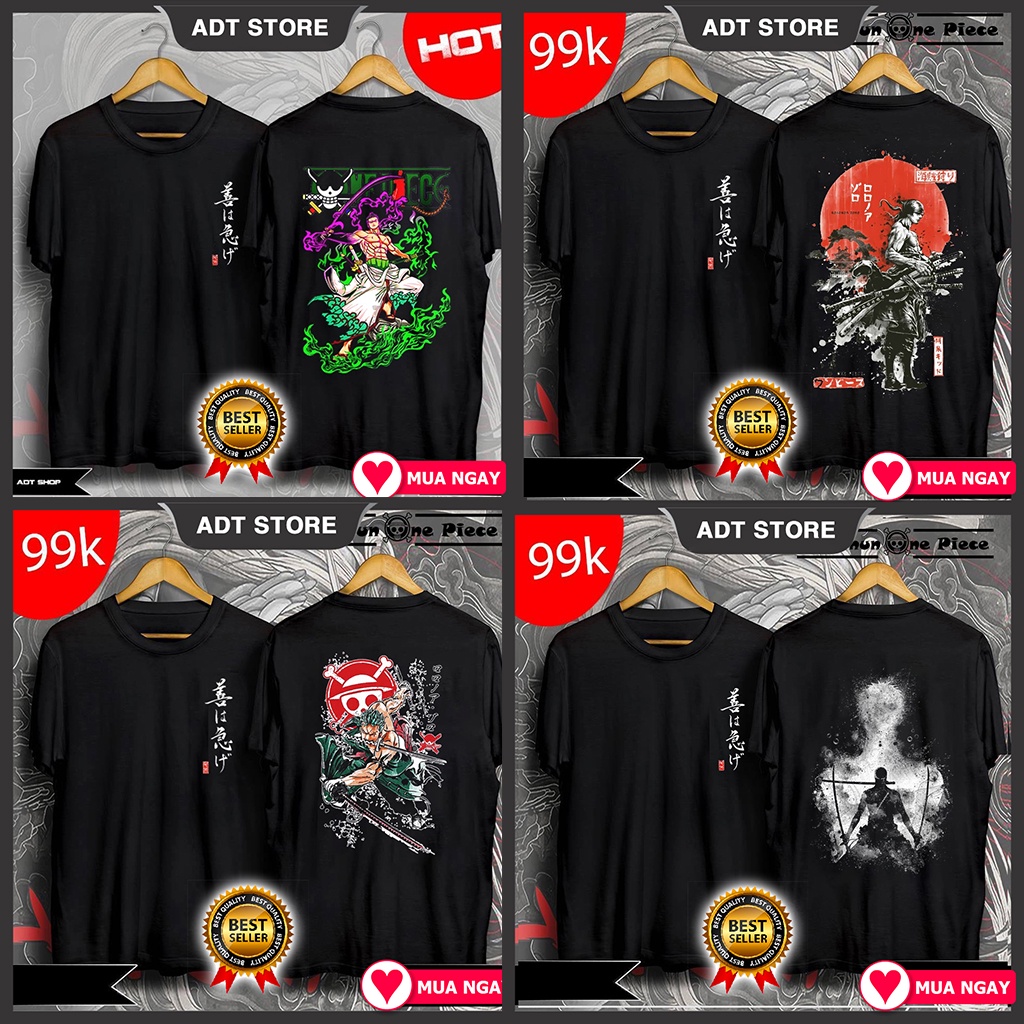 Áo thun Anime One Piece Roronoa Zoro Thợ săn hải tặc, Siêu Ngầu, Cực chất 2022 giá siêu rẻ