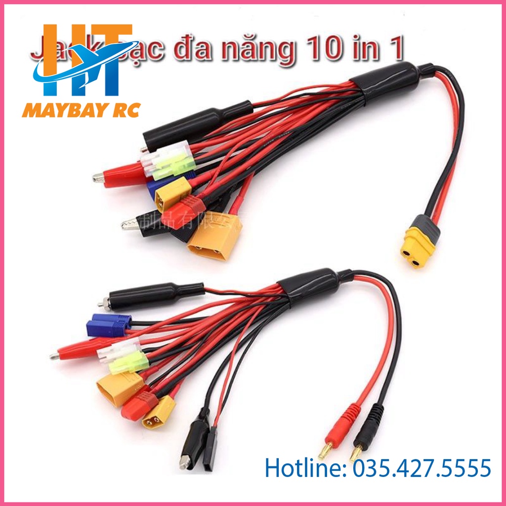 Bộ Jack đa năng 10in1 cho các loại sạc pin