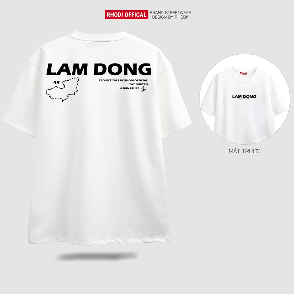 Áo thun local brand RHODI phông cổ tròn tay lỡ unisex nam nữ thế hệ genz Text Lâm Đồng