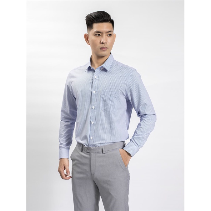 Áo sơ mi dài tay Aristino sợi sồi kháng khuẩn ,tà lượn trẻ trung from rộng ALS63108