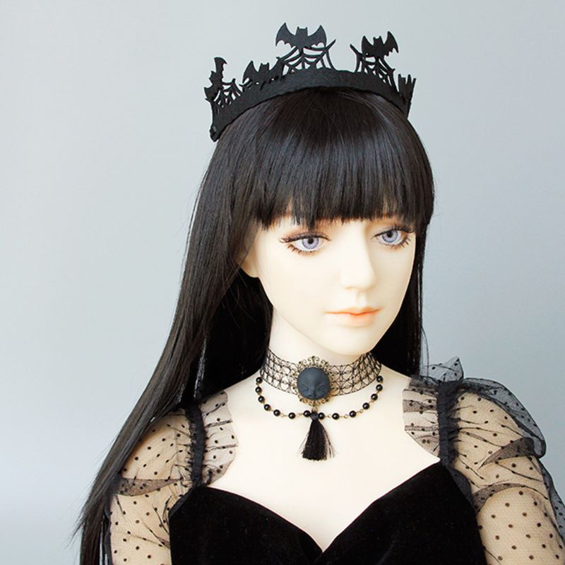 Băng Đô Cài Tóc Hình Mạng Nhện Đen Co Giãn Dành Cho Nữ