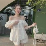 Sét bộ trễ vai tay bèo bồng nhiều màu xinh mặc được 2 kiểu