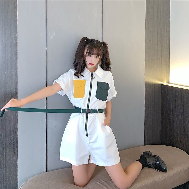 Bộ Áo Liền Quần Ống Rộng Lưng Cao Có Túi Màu Tương Phản Thời Trang Mùa Hè 2022 Phong Cách Mới Cho Nữ | BigBuy360 - bigbuy360.vn