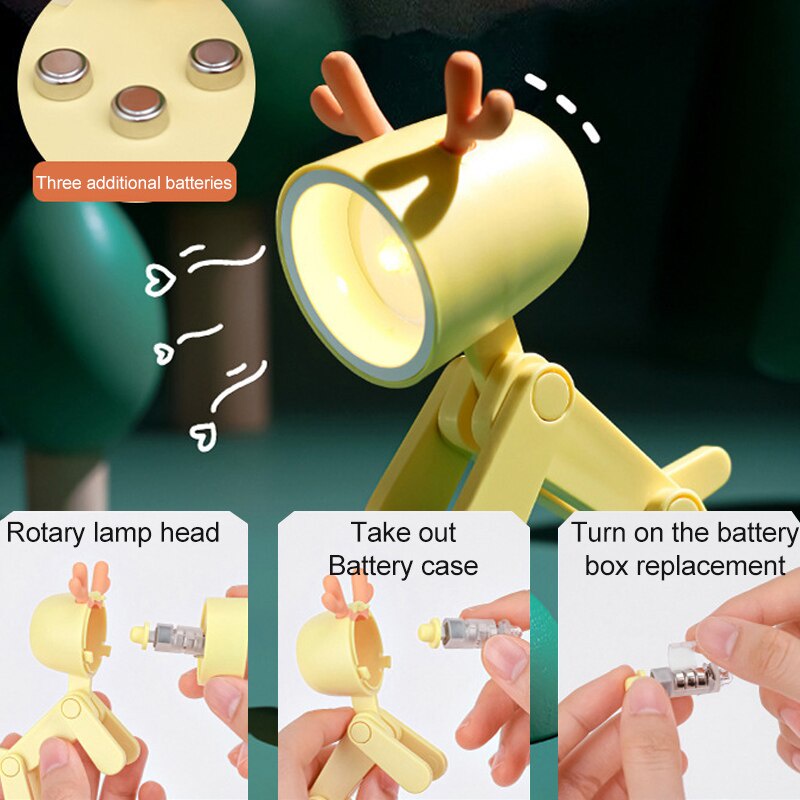 Đèn LED Để Bàn Mini Kiêm Giá Đỡ Điện Thoại Dùng Trang Trí Phòng Ngủ Trẻ Em