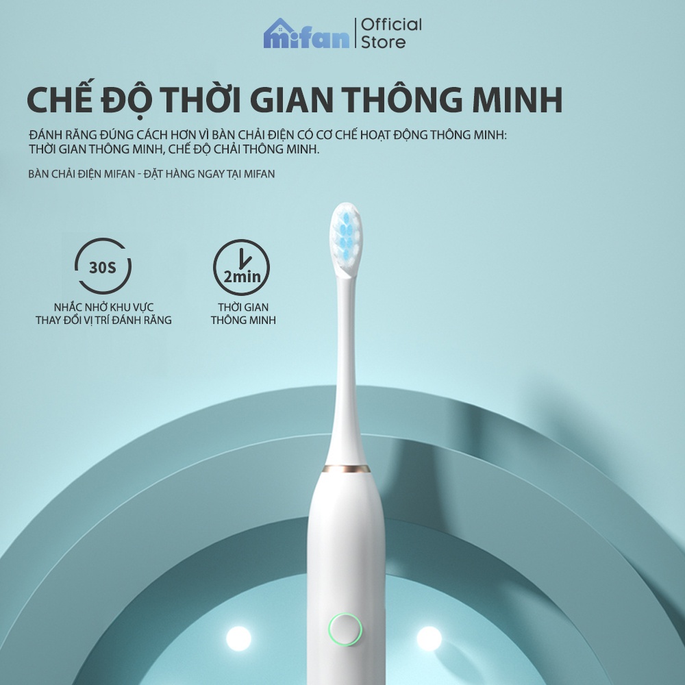 Bàn Chải Điện Mifan Sonic X2 Model 2021 - Bàn chải đánh răng máy sóng âm công nghệ Đức - Tặng kèm 3 đầu bàn chải