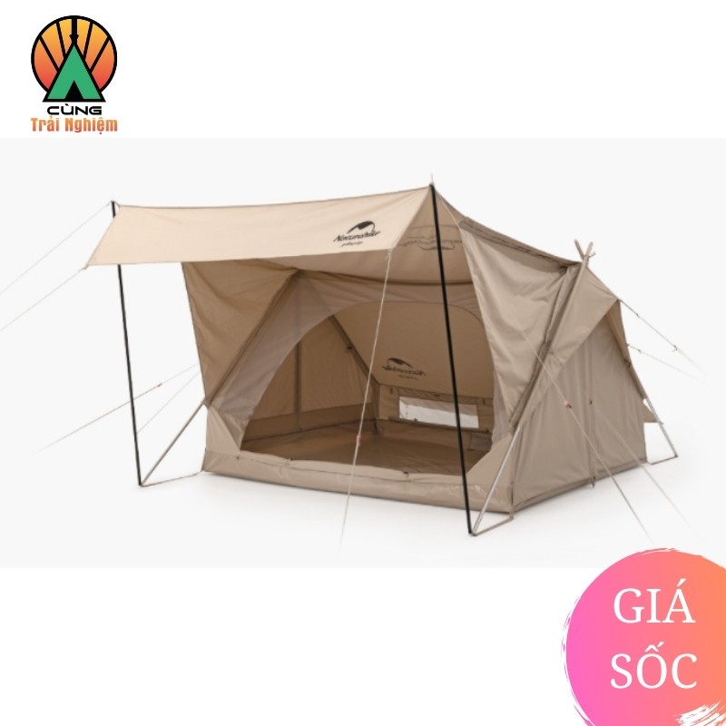 Bộ Lều Dã Ngoại Cắm Trại Cotton Thiết Kế Hình Chữ A Glamping Extend 4.8 NatureHike Chống Nắng NH20ZP011