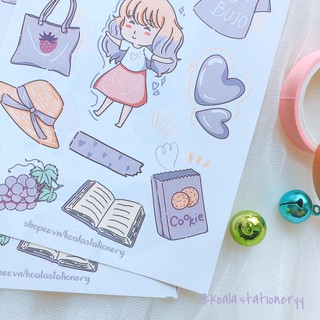 Bullet journal sticker - purple girl