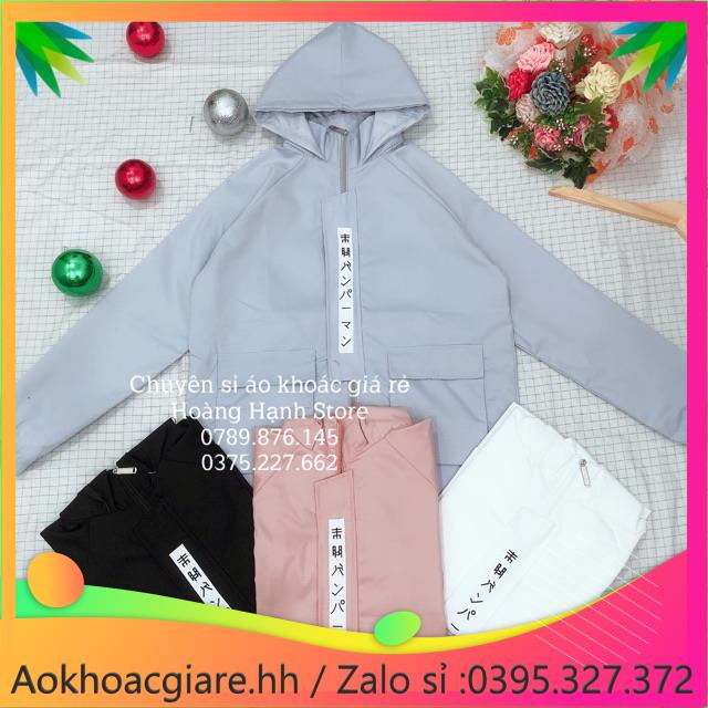 Áo khoác kaki tà áo in chữ nhật-hình+video thật