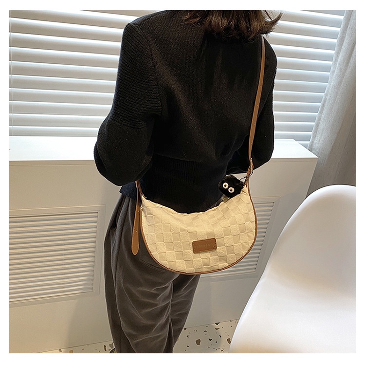 Túi Đeo JASMIN NOIR Chéo Vải Canvas Họa Tiết Sọc Caro Đơn Giản Cá Tính