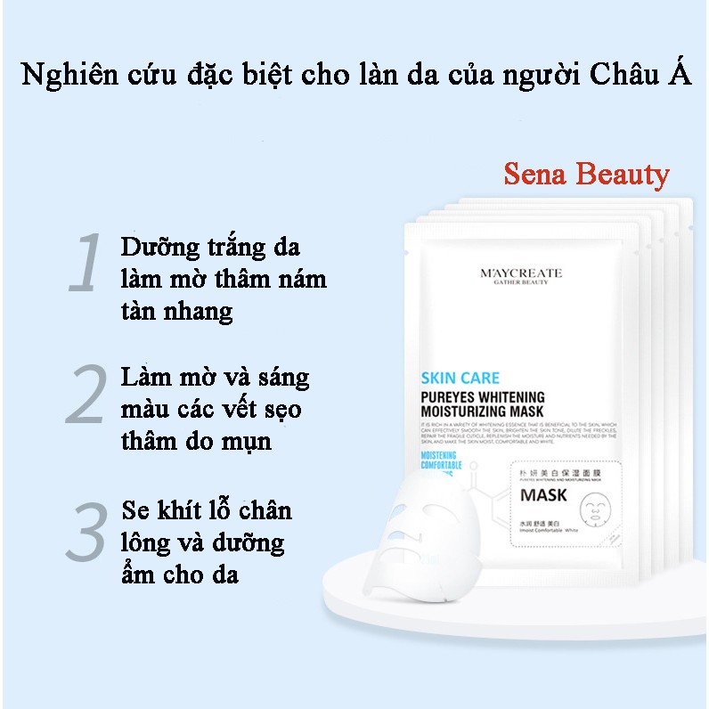 Combo 5 Mặt Nạ Dưỡng Trắng Da Cấp Ẩm Skin Care M'aycreate Water Lotus Whitening Mask | BigBuy360 - bigbuy360.vn