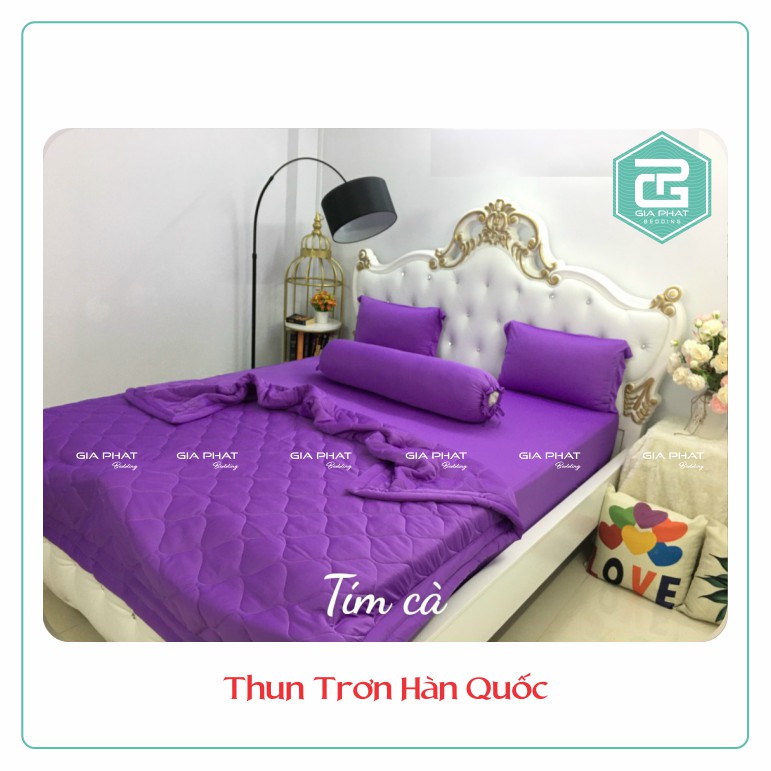 Link 2 - Bộ ga gối, Drap Thun Lạnh Hàn Quốc {4 món} họa tiết trơn 1 màu cao cấp