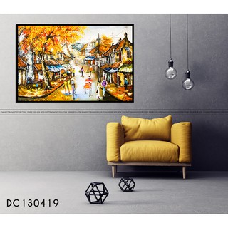 Tranh canvas treo tường MS 140319 - Phố cổ Việt Nam - 60x90cm - kèm khung