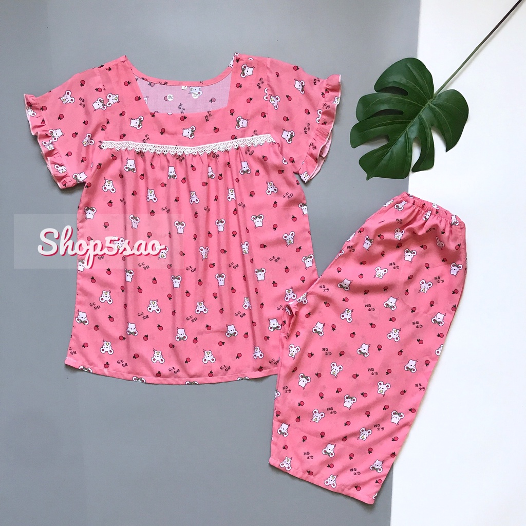 Đồ bộ lanh (tole) mặc nhà nữ SHOP5SAO tay ngắn phối ren (48-75kg)