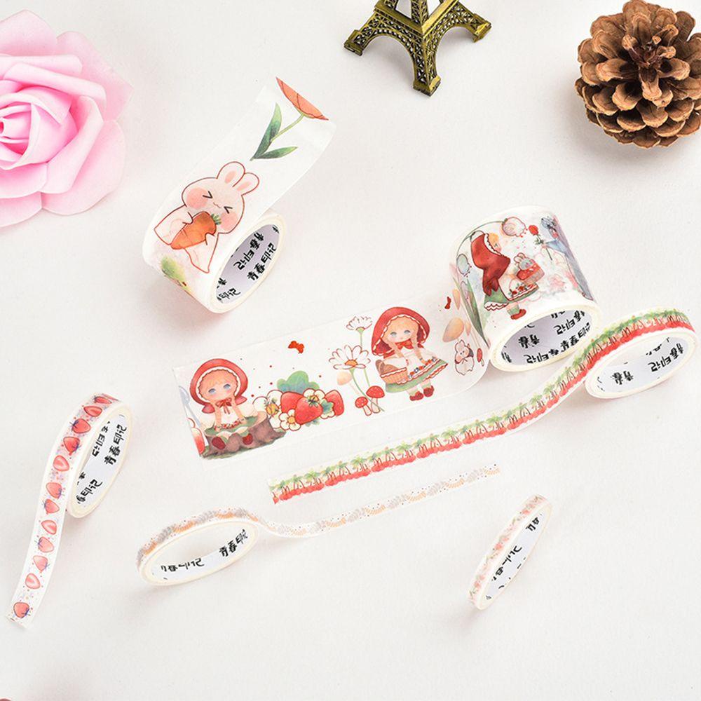 CHOOKEY Set 6 Cuộn Băng Dính Washi Họa Tiết Trái Tim Sáng Tạo Trang Trí Sổ Tay DIY