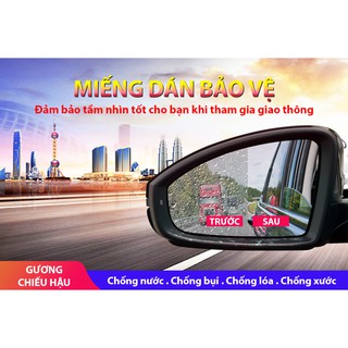 LOẠI TỐT-Miếng dán kính chống nước cho gương xe ô tô -xe máy 135*95mm (Một bộ gồm 2 miếng)