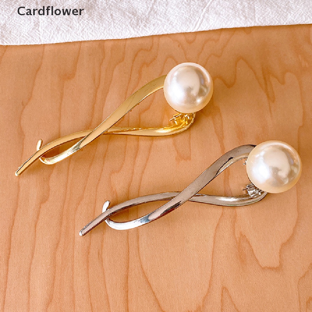&lt; Cardflower &gt; Kẹp Tóc Dạng Kẹp Hình Học Đơn Giản Đính Ngọc Trai Một Chữ Cái Cho Nữ