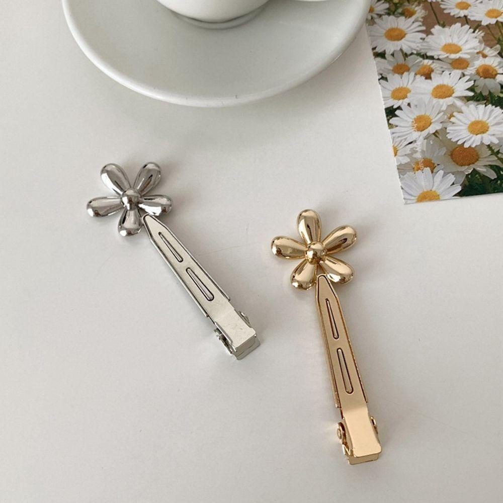 Kẹp Tóc Mỏ Vịt Bằng Kim Loại Hình Hoa WMES15H Phong Cách Hàn Quốc