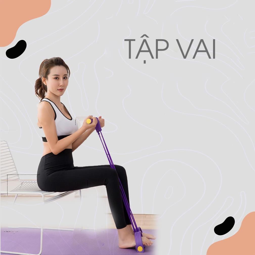 Dây Kéo Đàn Hồi 4 Ống Cao Su Tập Vai Eo Bụng Chân Tại Nhà Tập Toàn Thân Nâng Cao Sức Khỏe