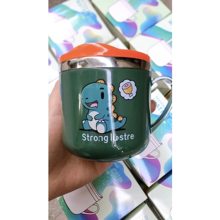 Cốc giữ nhiệt lõi inox chống đổ,không có vạch chia ml, kèm ống hút cho bé