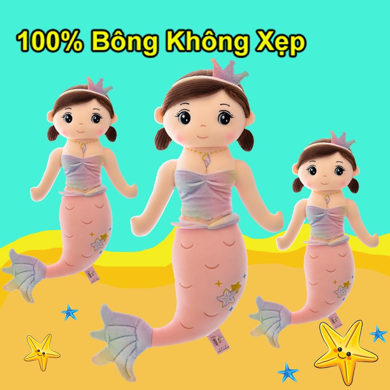 Gấu Bông Nàng Tiên Cá Cho Bé Gái Màu Hồng Dễ Thương Thêu Hình Sao_Unishop