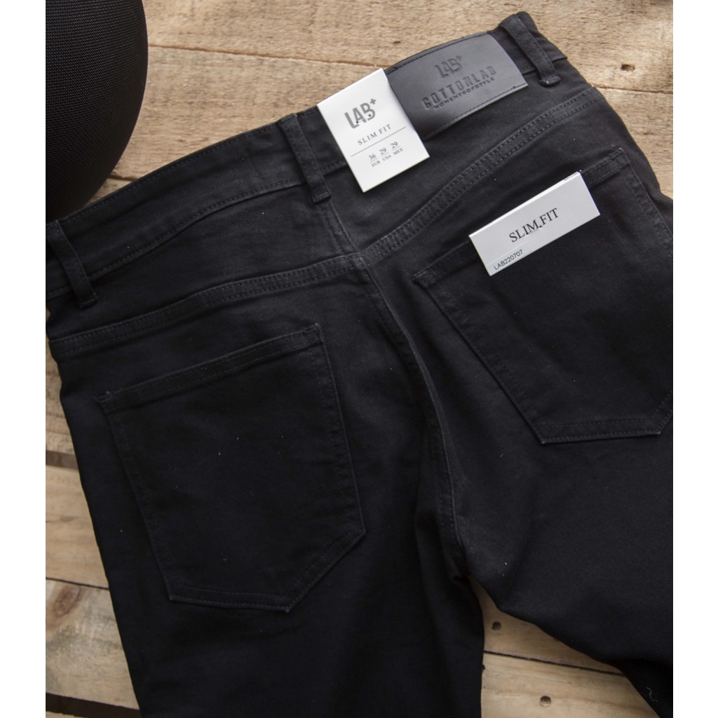 Quần jean nam đen trơn, đen rách gối cao cấp chất co giãn không phai màu from slimfit