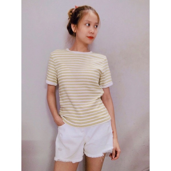 Áo thun nữ sọc ngang thun gân T.o.m.m.y