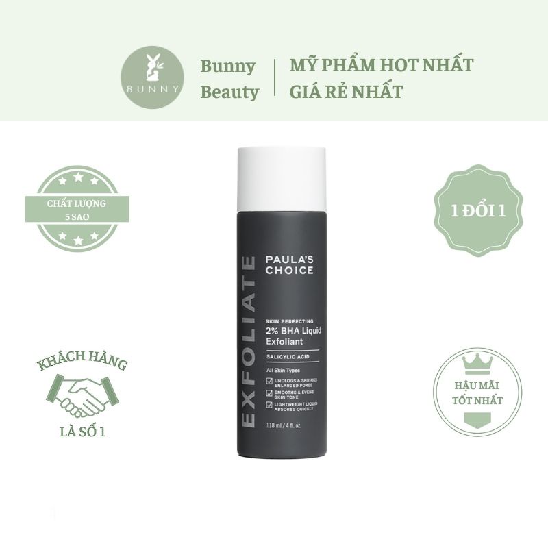 Tẩy da chết hóa học Paula's Choice Skin Perfecting 2% BHA Liquid Exfoliant Bunny Beauty hàng đủ bill