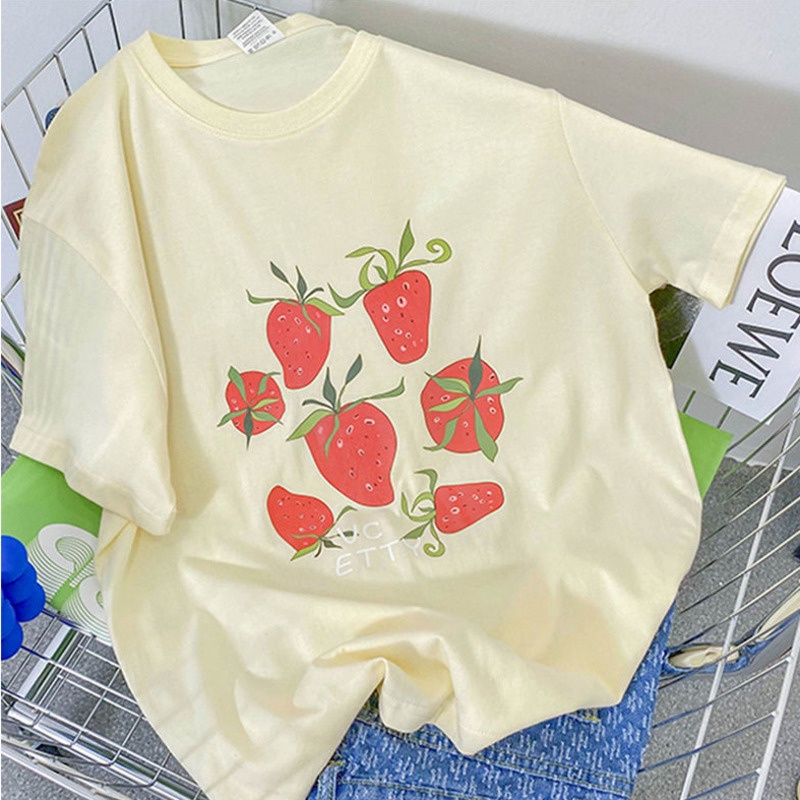 Áo Thun cotton Tay Ngắn Dáng Rộng Phong Cách Hàn Quốc Mới