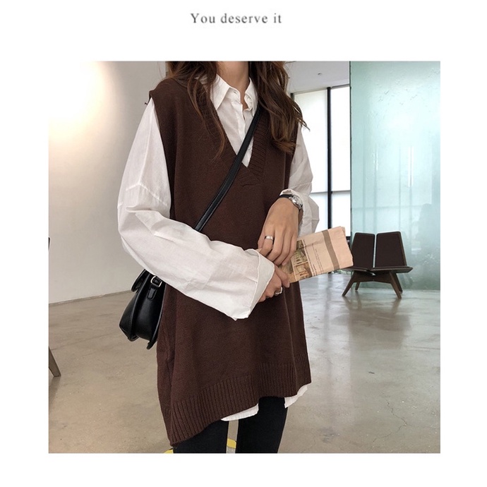 Áo gile len mỏng áo len ulzzang siêu xinh hàn quốc hàng Quảng Châu - GL08