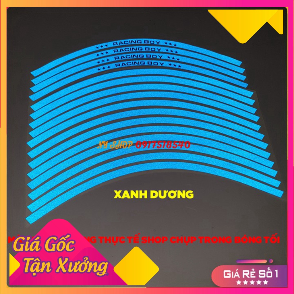 DECAL RACING PHẢN QUANG DÁN VÀNH RCB (TEM CHỈ VÀNH 1 BỘ ĐỦ DÁN 2 BÁNH)  (Ảnh Sp thật)