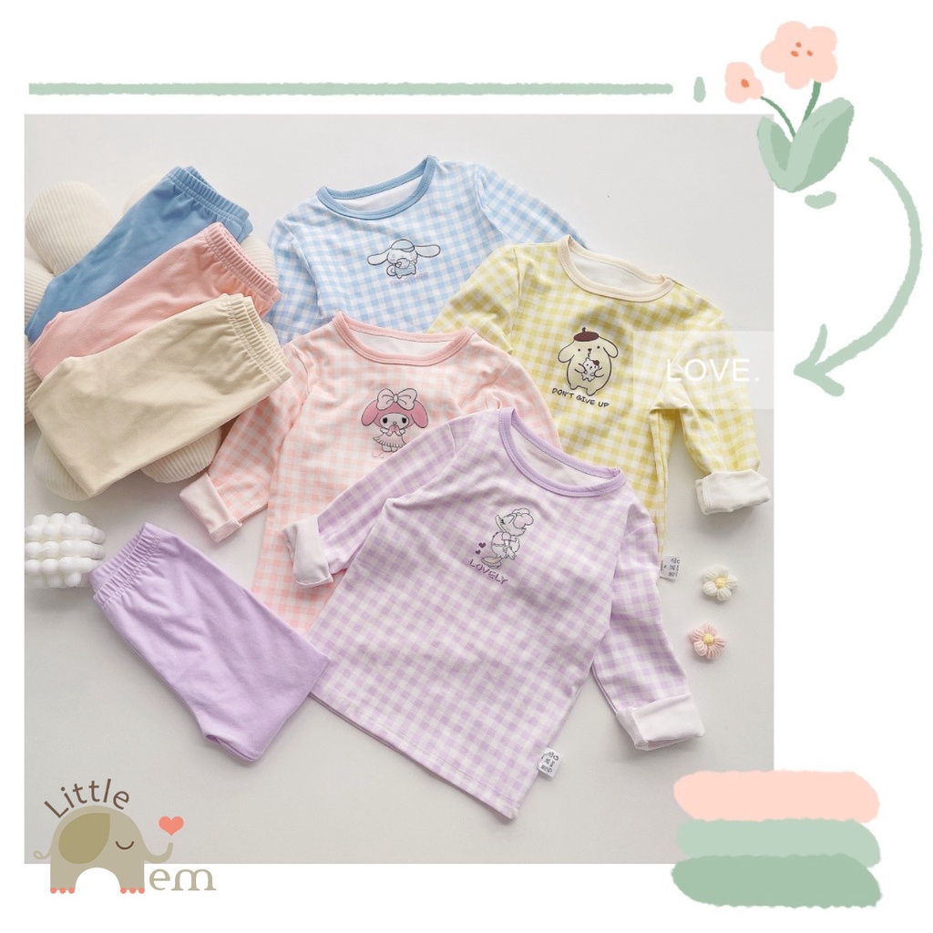 Bộ đồ bé gái Cotton xuất Nhật dài tay _ Caro Colour