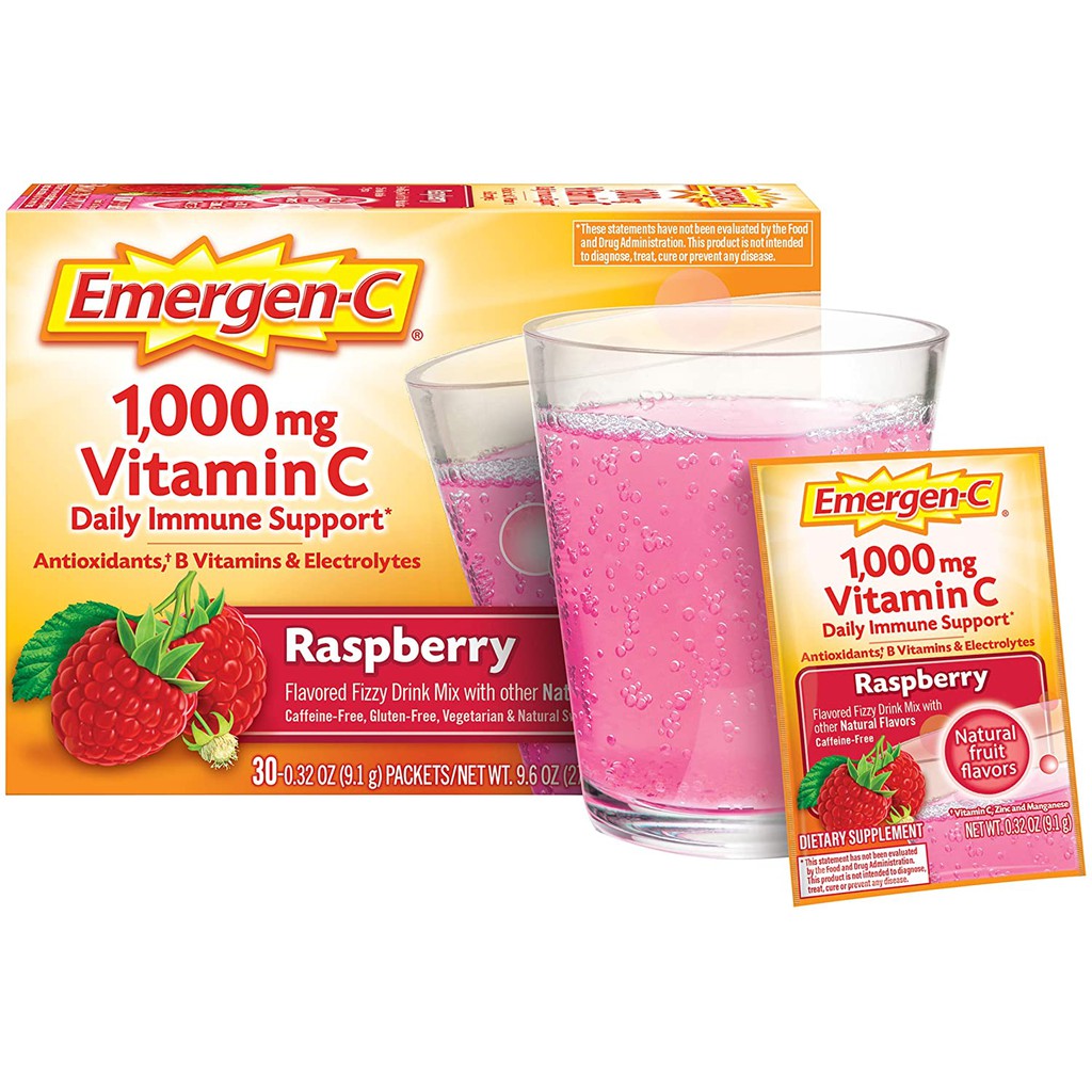 BỘT SỦI VITAMIN C tăng cường đề kháng Emergen-C Immune 1000mg Vitamin C tăng cường thêm Vitamin D và Kẽm - Của Mỹ