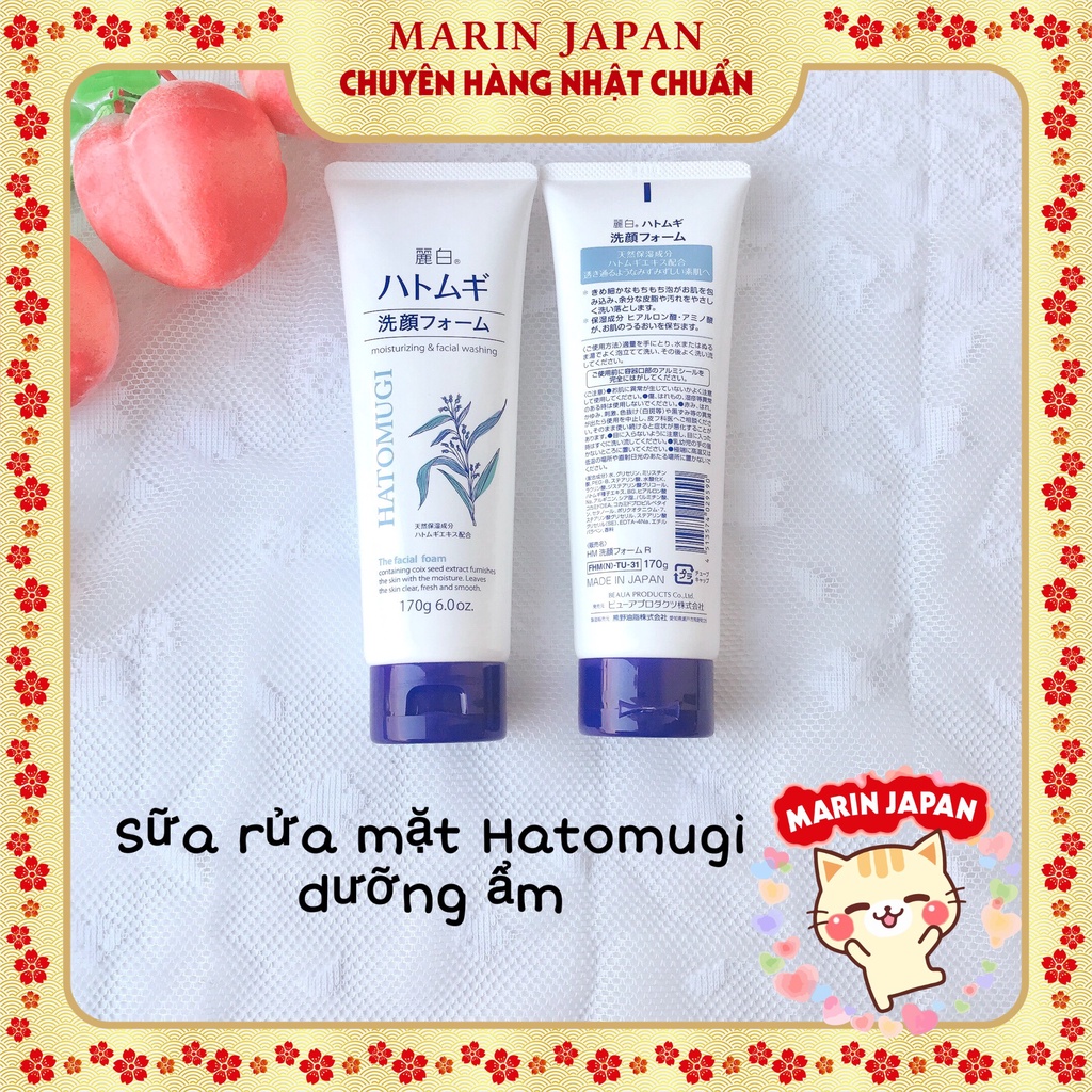 Sữa rửa mặt kiêm tẩy trang hatomugi chiết xuất ý dĩ giúp sáng da, mịn căng da nội địa Nhật Bản