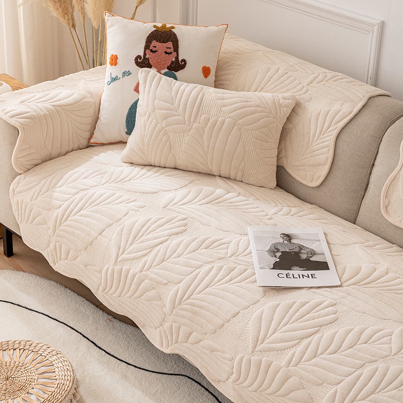 Vỏ Bọc Ghế Sofa Vỏ Bọc Đệm Ghế Sofa Bọc sofa trơn Vải Bọc Ghế Sofa Bốn Mùa Bằng Vải Lông Cừu Sữa Dày Cao Cấp Chống T