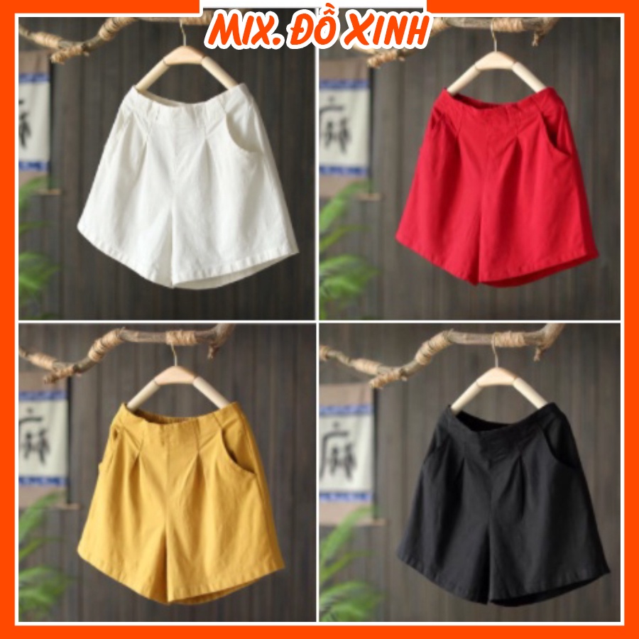 Quần short nữ cạp cao Thu Hà quần đùi kaki bền mát, thiết kế trẻ trung năng động QKH.48