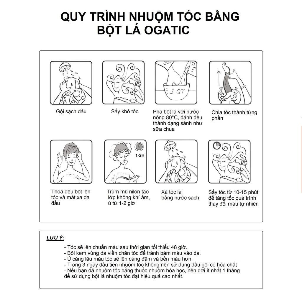 Thuốc Nhuộm Tóc Ogatics Nâu+Đen+ Nâu Đỏ 🆗Bột Lá Nhuộm Tóc🆗Tặng 5 Gói Lá Thơm Gội Đầu