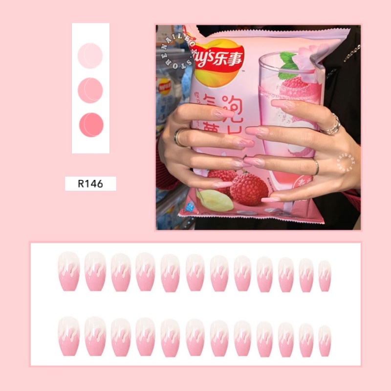 Bộ 24 móng tay giả D090 dáng móng dài ( Tặng kèm keo và dũa )