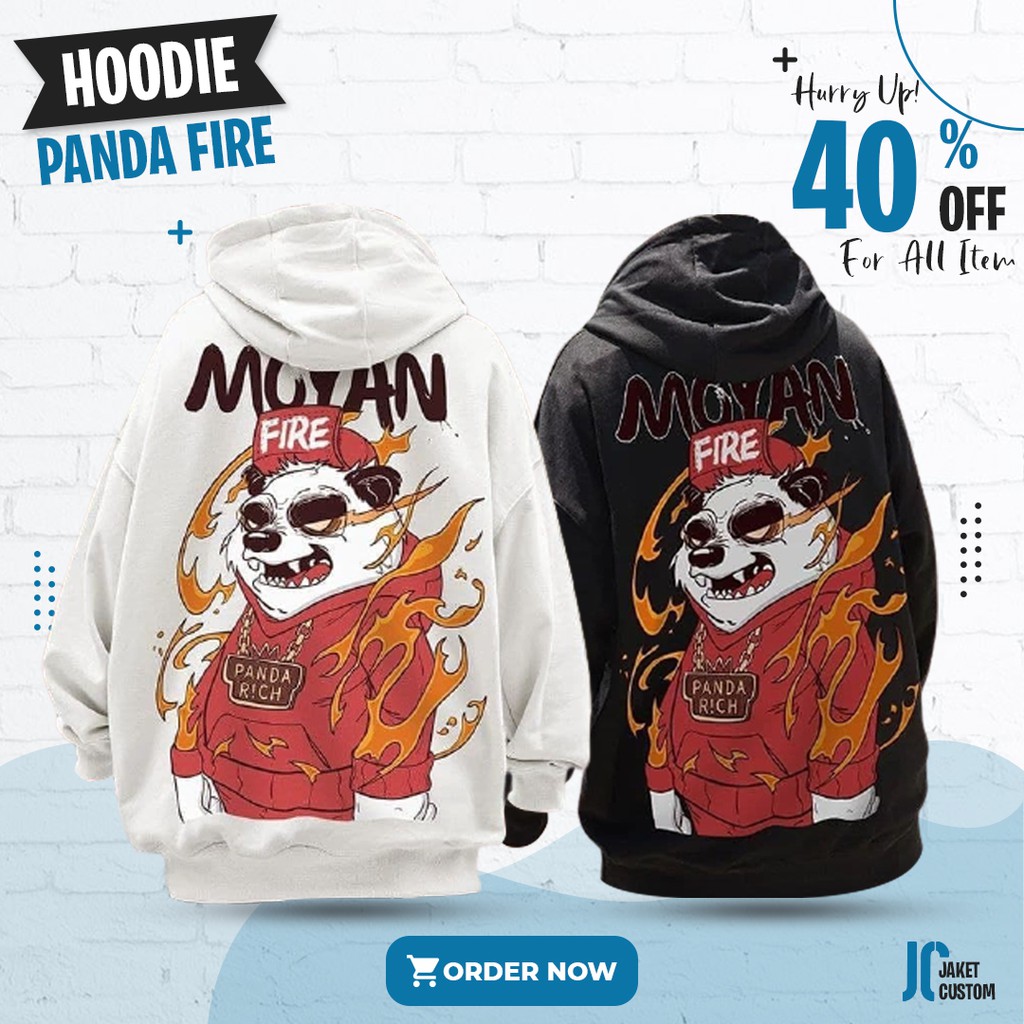Áo Khoác Hoodie Lông Cừu Hình Gấu Trúc Lửa Cao Cấp Chính Hãng Cho Nam