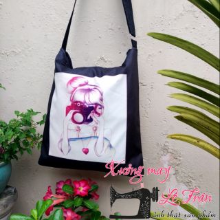 Túi canvas đeo vai đeo chéo Túi Hello Summer túi tote đi biển in hình