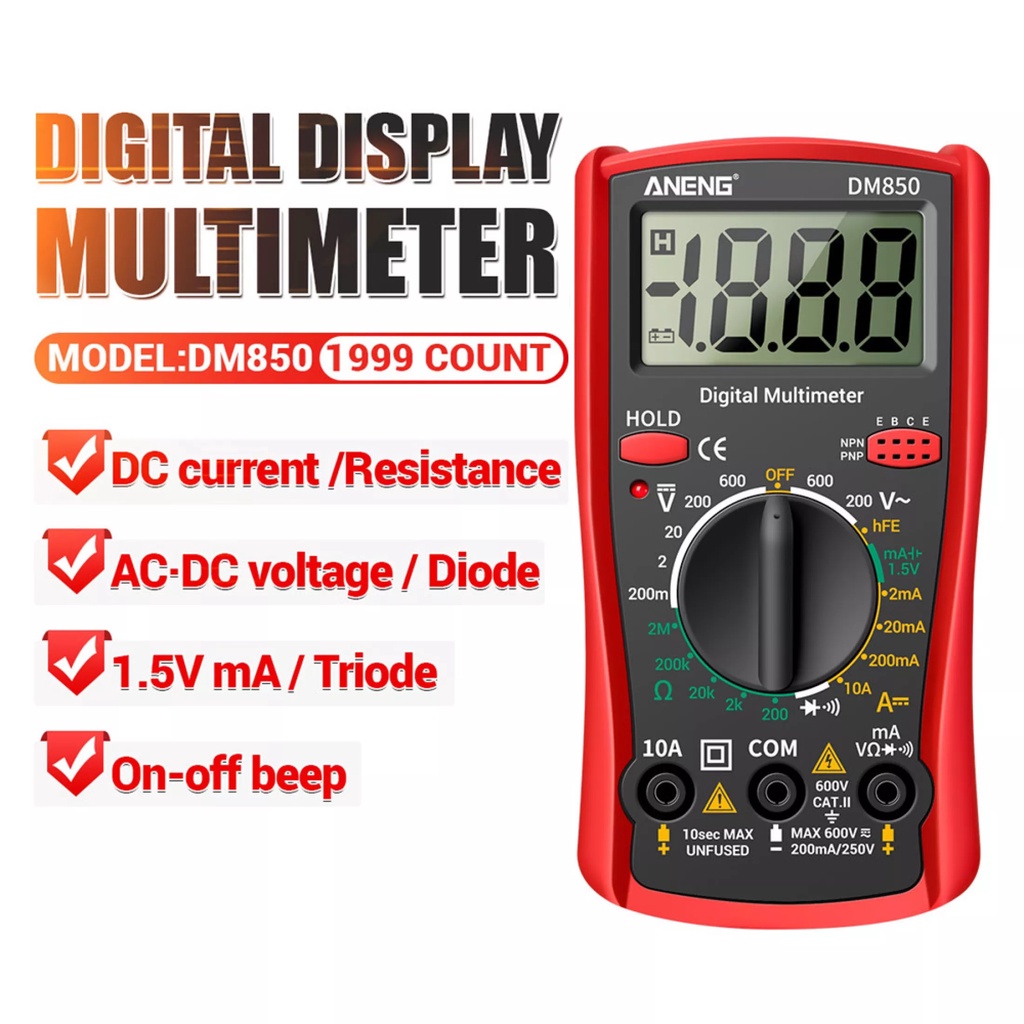 Đồng Hồ Vạn Năng Kỹ Thuật Số Đồng Hồ Vạn Năng Cầm Tay Đếm 1999 Công Cụ Dò Ampe Kế Dòng Điện Tự Động
