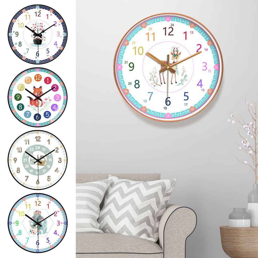 CONOPERY Đồng Hồ Treo Tường Hình Cây Cối Dễ Thương Cho Bé Học Thời Gian
